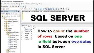 sql tutorial - How to count number of rows based on one field between two dates in SQL Server