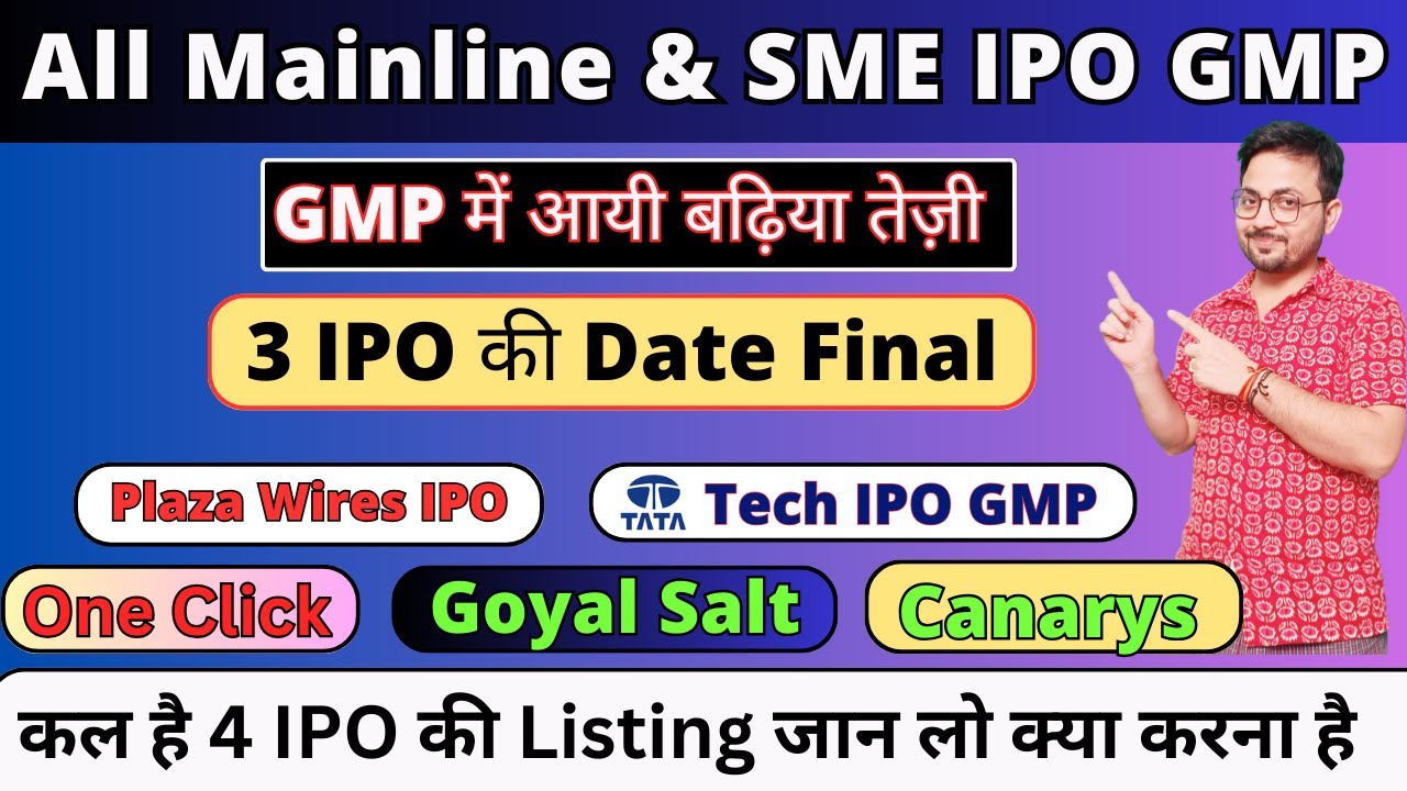 All IPOs GMP | Plaza Wires IPO GMP | Tata Tech IPO | Goyal Salt IPO ...