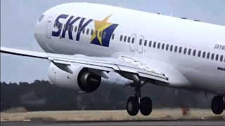 ランウェイが近い！ターミナルから自走スポットアウト\u0026テイクオフ！SKYMARK Boeing737-800 茨城空港