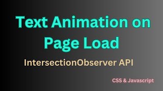 How to Create Text Animation on Page Load | CSS | JS