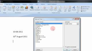 How to Insert Date and Time in Word 2007 and Update Automatically Step By Step Tutorial