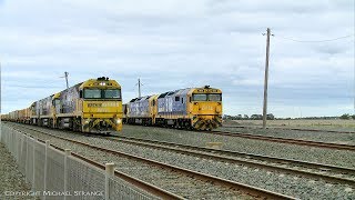 5MP2 Steel Train Overtakes Grain Train - PoathTV Australian Railways