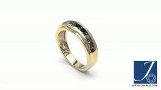 Silverona 0.88CTW Genuine Black Diamond 14K Yellow Gold Plated .925 Sterling Silver Ring