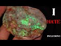 Scrubbing Second Side Of Huge Coober Pedy Opal. Outback Opal Hunters The Blacklighters Rough.