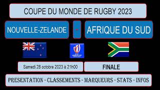 NOUVELLE-ZELANDE - AFRIQUE DU SUD : FINALE de la Coupe du Monde de Rugby 2023 - 28/10/2023