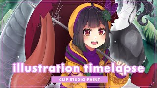 【七不思とわ】illustration timelapse #02 | イラストメイキング 【雨の日】