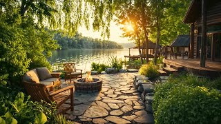 Spring Awakening by the Lake | A Cozy Fire Pit \u0026 Nature Sounds Escape for Mind \u0026 Soul 🌷☀️🐦