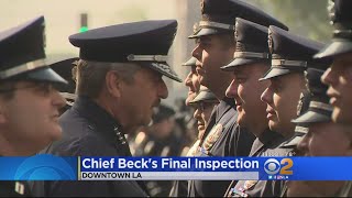 LAPD Chief Charlie Beck Makes His Final Inspection In Downtown LA