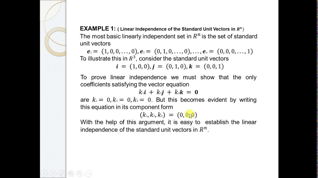 Algebra-I (9) Linear Independence And Dependence - YouTube