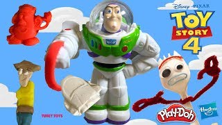 New Toy Story 4 Buzz Lightyear Play Doh Set Forky Hasbro Playdoh Tubey Toys Review