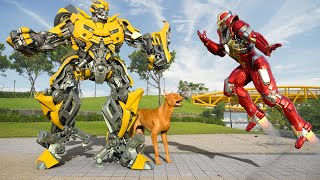 Homem de Ferro vs Bumblebee Robot War | Guerras de robôs do século 22