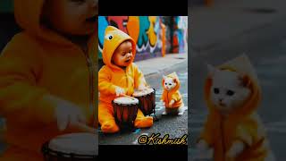 cat dancing with baby #cute #baby #dance #dancecat  #shorts