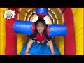 Ryan play with Inflatable Water Slide with family!!!