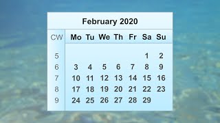 February 2020 Calendar