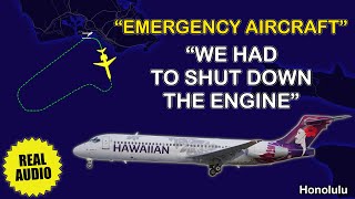 Engine compressor stall after take-off. Hawaiian B712 lost the engine near Honolulu. Real ATC