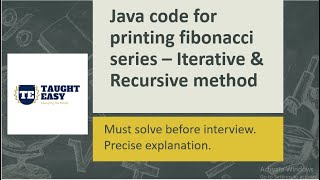 Java code to print Fibonacci series- Iterative & recursive method #java #fibonacci #recursion #viral