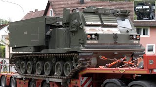 US Army rocket launchers and other vehicles head for Exercise Combined Resolve in Germany