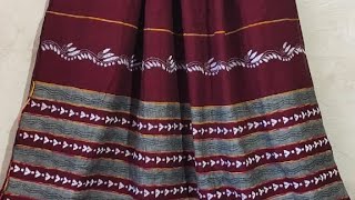 Khadi cotton hand katha stitch saree