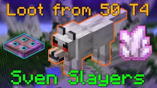 Loot from 50 T4 Sven Slayers (Hypixel Skyblock)