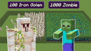 100 iron golem vs 1000 zombie | Minecraft Mob Battle