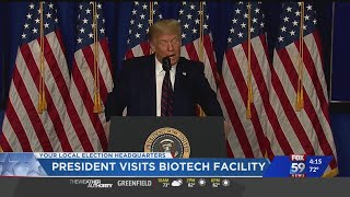 President Trump visits biotech facility