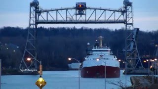 Ship FRONTENAC at the Glendale Lift Bridge, Welland Canal (2015) No sound