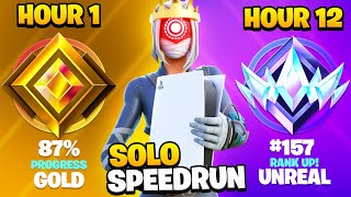 Gold to UNREAL SOLOS CONSOLE Ranked SPEEDRUN in 12 Hours (Chapter 5 Fortnite)