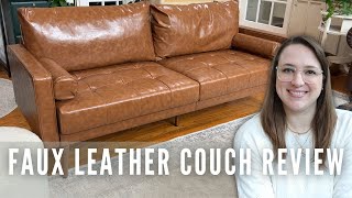 🛋️Elevate Your Living Room with this Faux Leather Sofa Couch!🌟✨