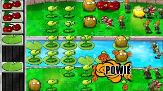 Peashooter, wall nut, cherry bomb vs Football Zombie in Survival Pool