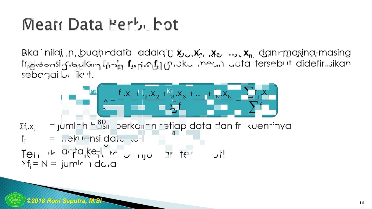 Statistik : Ukuran Pemusatan Data Bagian 1 - Mean - YouTube