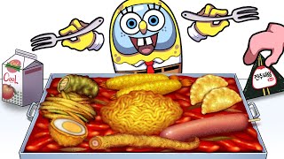 SpongeBob Among Us Mukbang Animation Hot spicy tteokbokki set eating