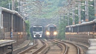 瀬戸大橋線 上の町駅 新旧しおかぜ通過