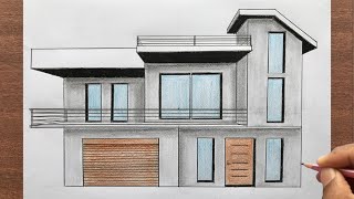 How to Draw a House in One-Point Perspective Step by Step