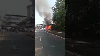 Bus caught fire @kannur near podikundu