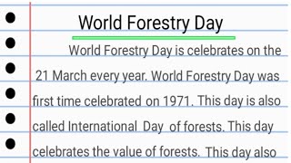 Essay on World Forestry Day|| Paragraph on World Forestry Day /International Forest of Day