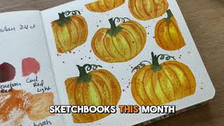 Easy Beginner Watercolor Pumpkin | Sketchbook Composition