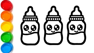 Chusani bottle drawing ll How to draw baby milk bottle ll step by step drawing pacifier