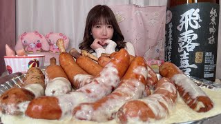 【大食い】チーズフォンデュソーセージ【もえあず】