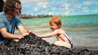 BLACK BEACH SAND CASTLE!! Fun Routine with my Hawaii Princess Adley :)