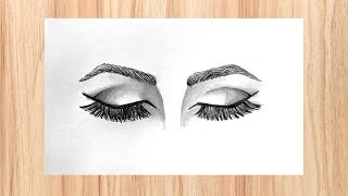Easy Eye drawing Tutorial || How to draw Closed Eyes for beginners step by step || face art