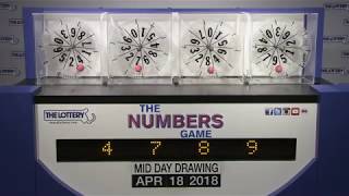 Midday Numbers Game Drawing: Wednesday, April 18, 2018