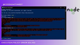 How to solve Node JS npm error: Execution policy error in windows 10