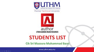 Author UTHM (2021) : Enroll Student