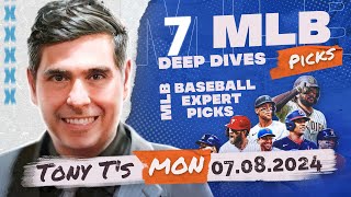 7 FREE MLB Picks \u0026 Predictions by Tony Tellez, Monday 7/8/24