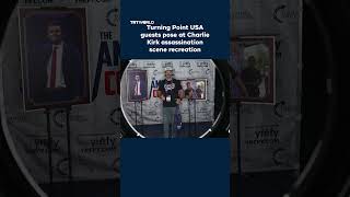 Turning Point USA guests pose at recreation of Charlie Kirk assassination scene