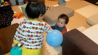 Ayato and Haruma Playing Together With Balloons