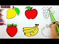 fruit painting fruit drawing colourful fruit apple banana mango