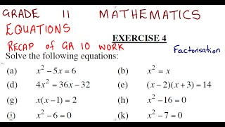 Mathematics Grade 11 Quadratic Equations Revision Recap Grade 10 Term 1 @mathszoneafricanmotives