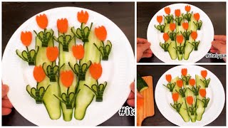 Art in Carrot Show | Cucumber Carving Garnish | Carrot Tulips | Tulips Flower🌷🌷🌷