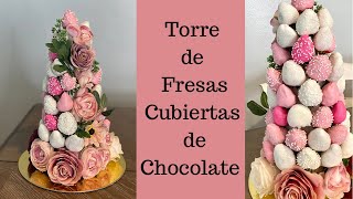 Torre de Fresas con Chocolate -  -Torre de Fresas 🍓Regaló para Mama - Dia de las Madres